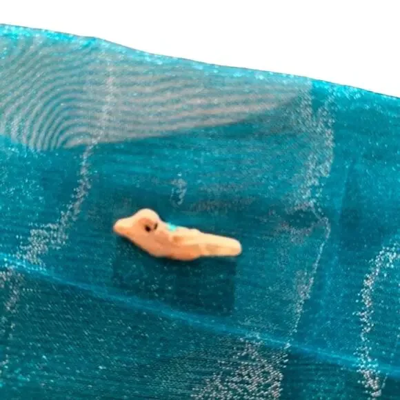 Handmade Upcycled Shiny Beaded Aqua Blue Lightweight Formal Sheer Poncho - Picture 5 of 8